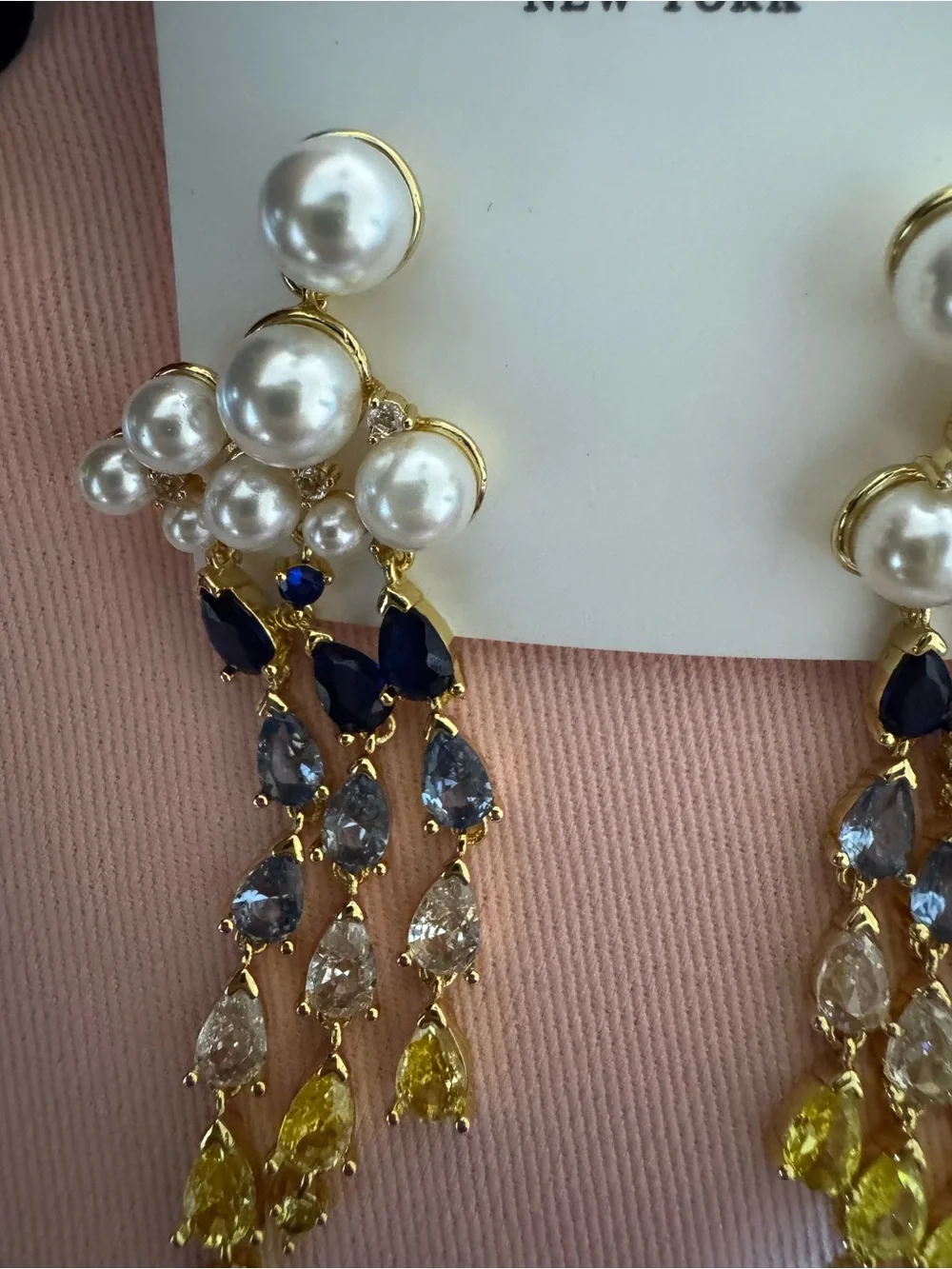 kate spade Pearl & Multi-Color Teardrop Cascade Earrings